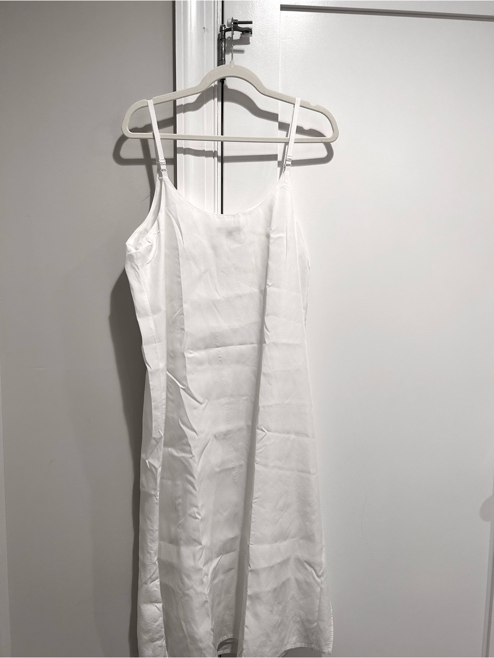 Eileen Fisher Silky Slip Dress Ivory White Medium